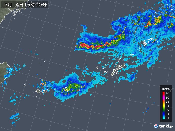 沖縄地方の雨雲レーダー(2019年07月04日)