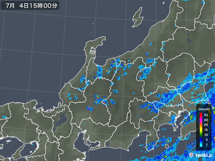 北陸地方の雨雲レーダー(2019年07月04日)