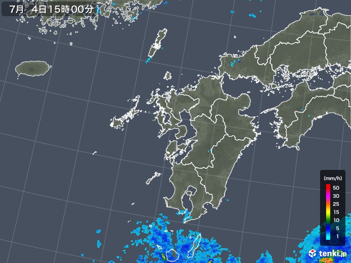 九州地方の雨雲レーダー(2019年07月04日)