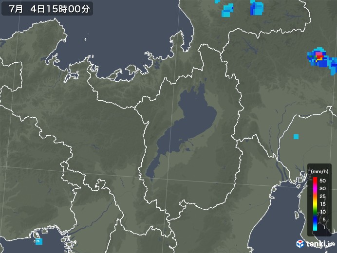 滋賀県の雨雲レーダー(2019年07月04日)