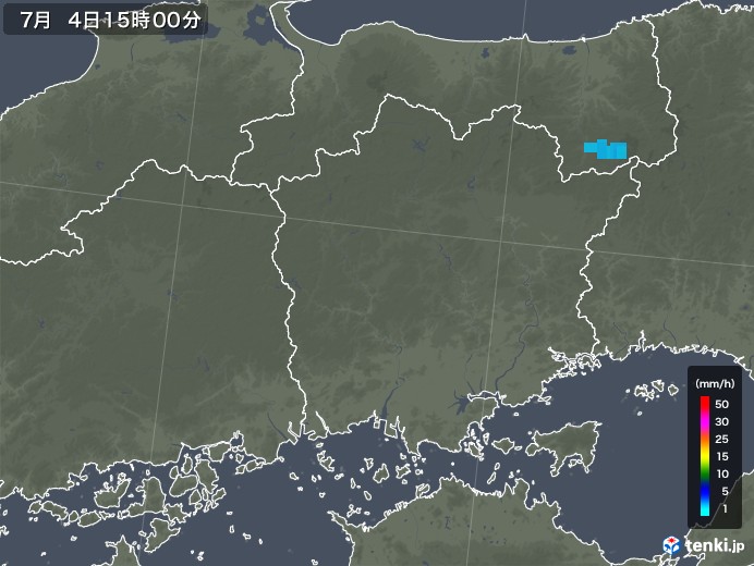 岡山県の雨雲レーダー(2019年07月04日)