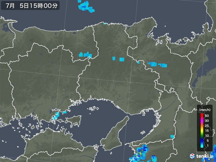 兵庫県の雨雲レーダー(2019年07月05日)