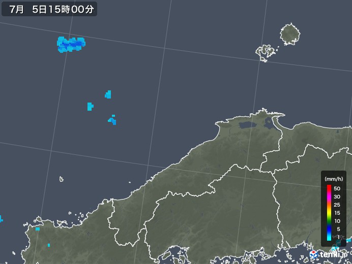 島根県の雨雲レーダー(2019年07月05日)