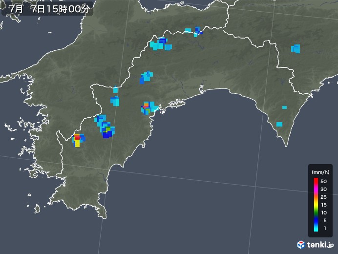 高知県の雨雲レーダー(2019年07月07日)