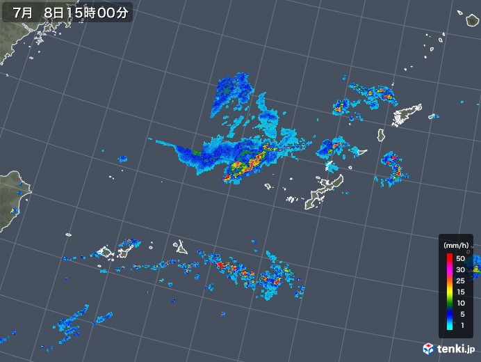 沖縄地方の雨雲レーダー(2019年07月08日)