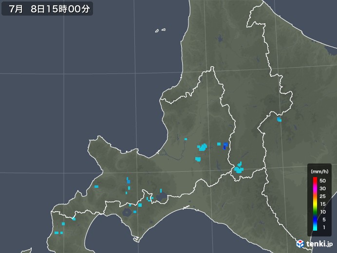 道央の雨雲レーダー(2019年07月08日)