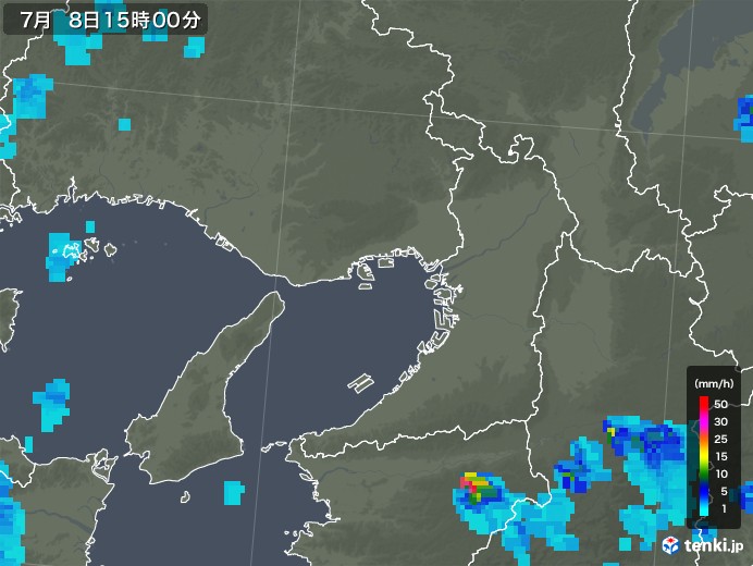 大阪府の雨雲レーダー(2019年07月08日)