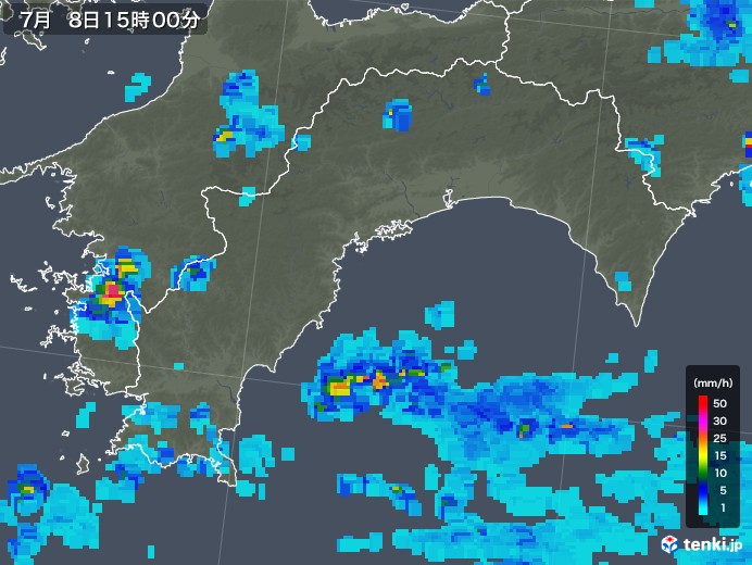 高知県の雨雲レーダー(2019年07月08日)