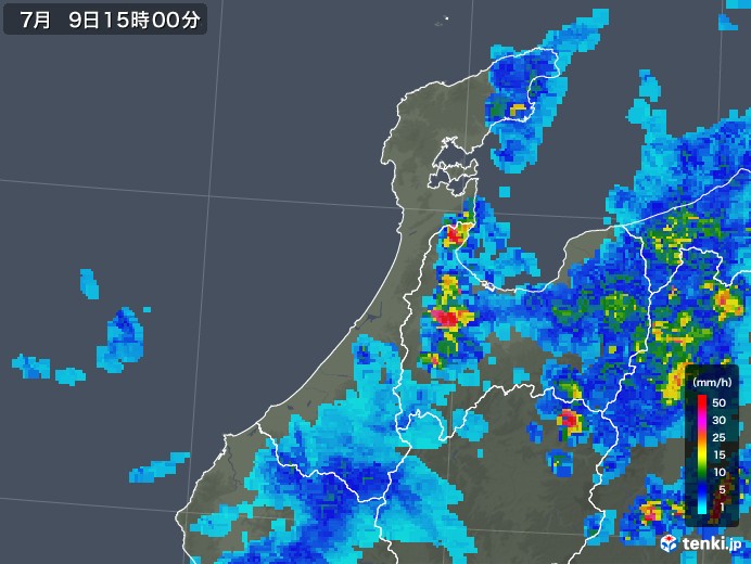 石川県の雨雲レーダー(2019年07月09日)