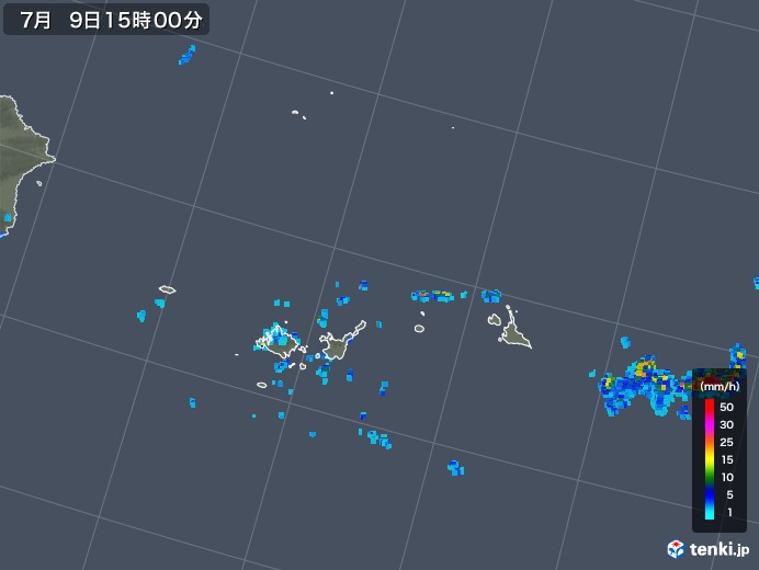 宮古・石垣・与那国(沖縄県)の雨雲レーダー(2019年07月09日)