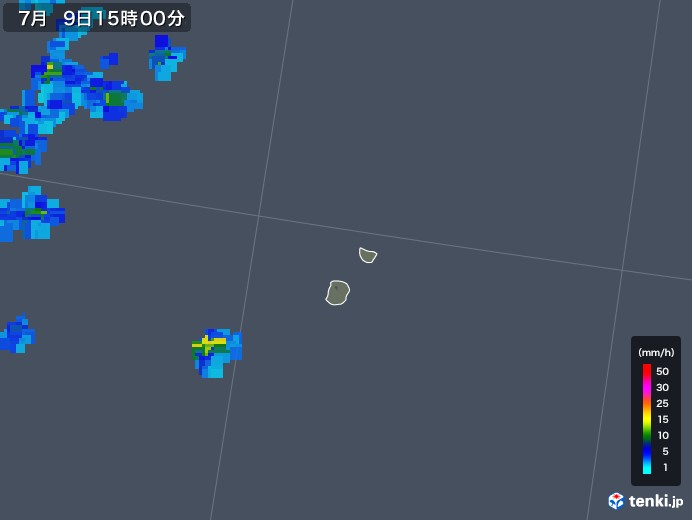 南大東島(沖縄県)の雨雲レーダー(2019年07月09日)
