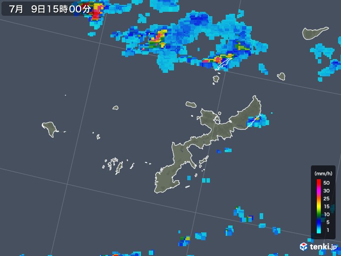 沖縄県の雨雲レーダー(2019年07月09日)