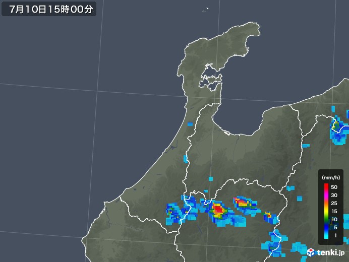 石川県の雨雲レーダー(2019年07月10日)