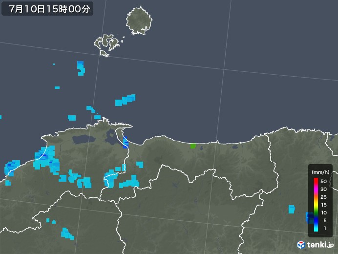 鳥取県の雨雲レーダー(2019年07月10日)