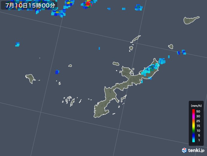 沖縄県の雨雲レーダー(2019年07月10日)