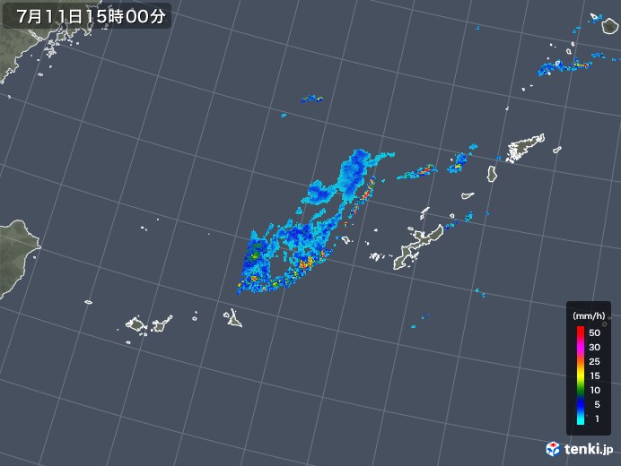沖縄地方の雨雲レーダー(2019年07月11日)