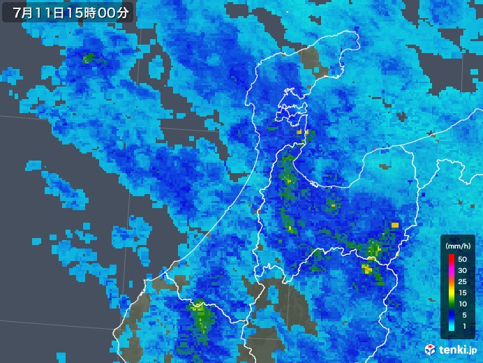 石川県の雨雲レーダー(2019年07月11日)