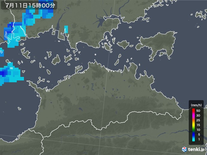 香川県の雨雲レーダー(2019年07月11日)