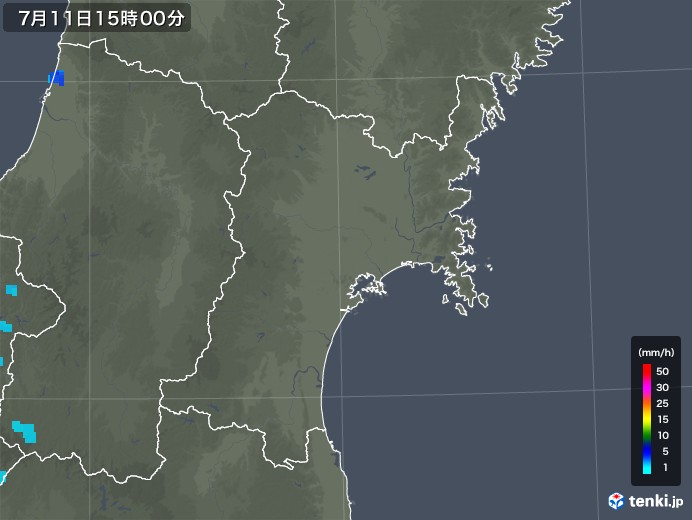 宮城県の雨雲レーダー(2019年07月11日)