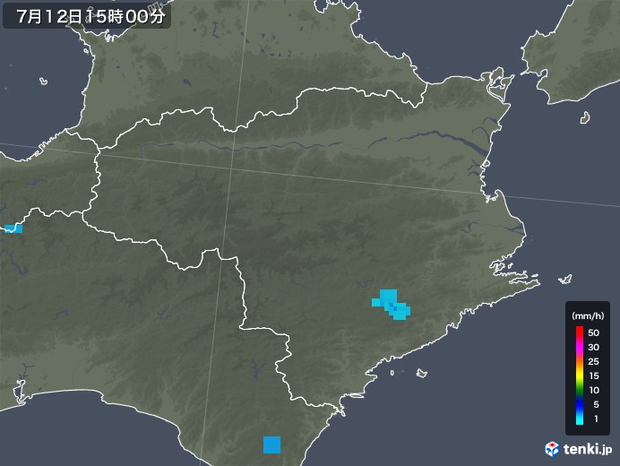 徳島県の雨雲レーダー(2019年07月12日)