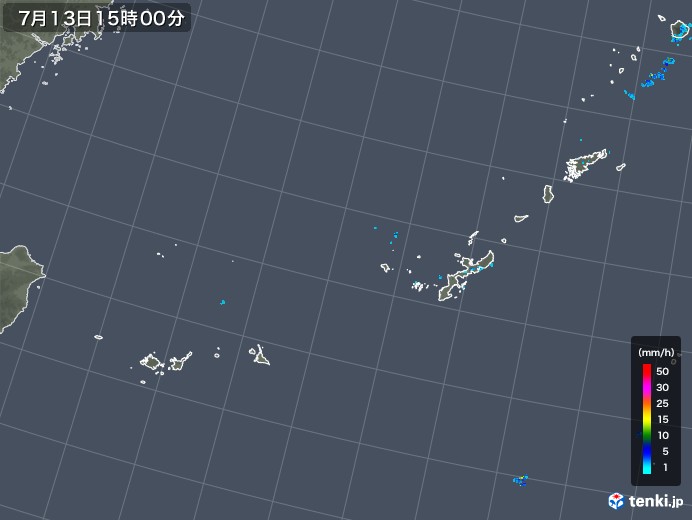 沖縄地方の雨雲レーダー(2019年07月13日)