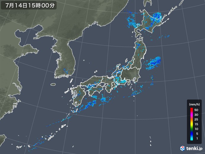 雨雲レーダー(2019年07月14日)