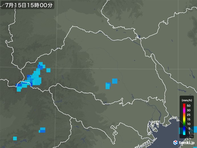 埼玉県の雨雲レーダー(2019年07月15日)