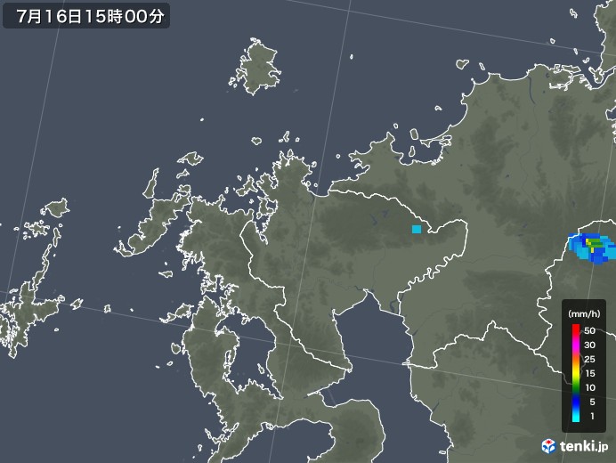 佐賀県の雨雲レーダー(2019年07月16日)