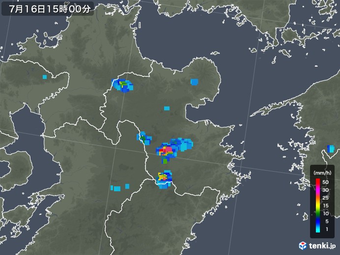 大分県の雨雲レーダー(2019年07月16日)