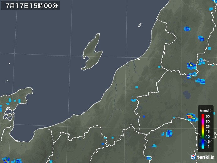 新潟県の雨雲レーダー(2019年07月17日)