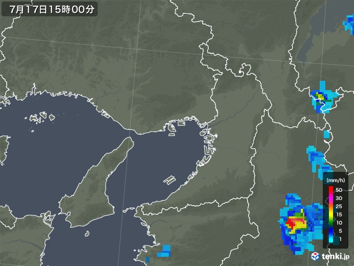 大阪府の雨雲レーダー(2019年07月17日)