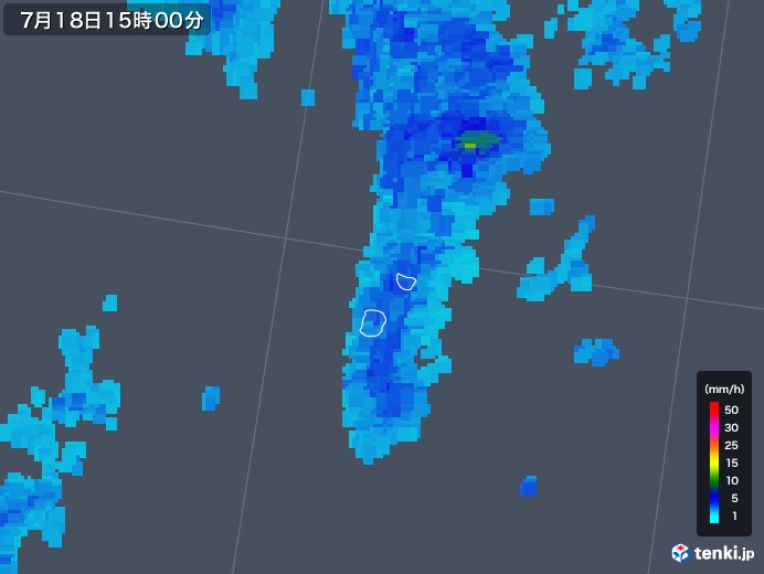 南大東島(沖縄県)の雨雲レーダー(2019年07月18日)