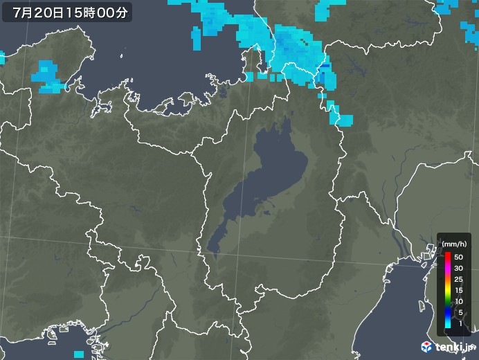 滋賀県の雨雲レーダー(2019年07月20日)