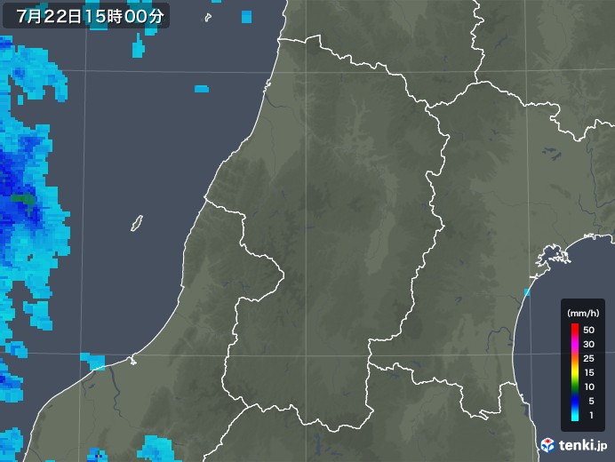 山形県の雨雲レーダー(2019年07月22日)