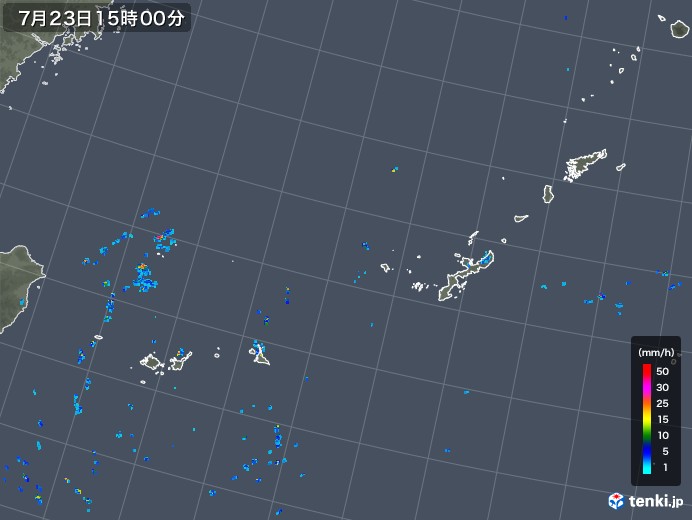 沖縄地方の雨雲レーダー(2019年07月23日)