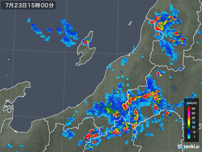 新潟県の雨雲レーダー(2019年07月23日)