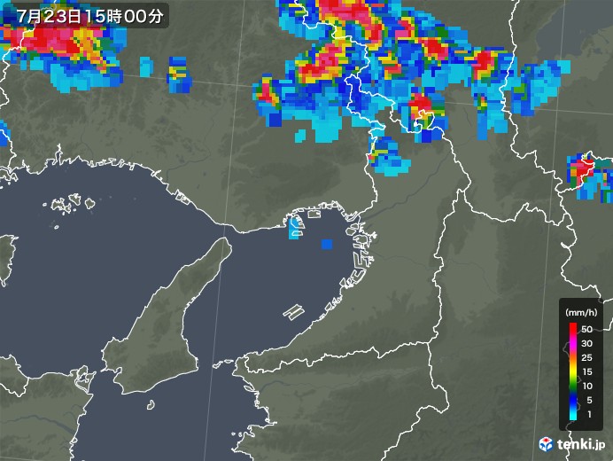 大阪府の雨雲レーダー(2019年07月23日)