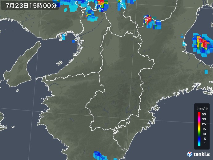 奈良県の雨雲レーダー(2019年07月23日)
