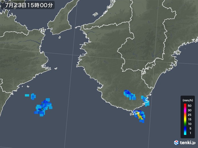 和歌山県の雨雲レーダー(2019年07月23日)