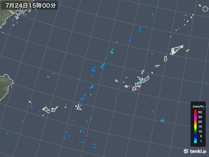 沖縄地方の雨雲レーダー(2019年07月24日)