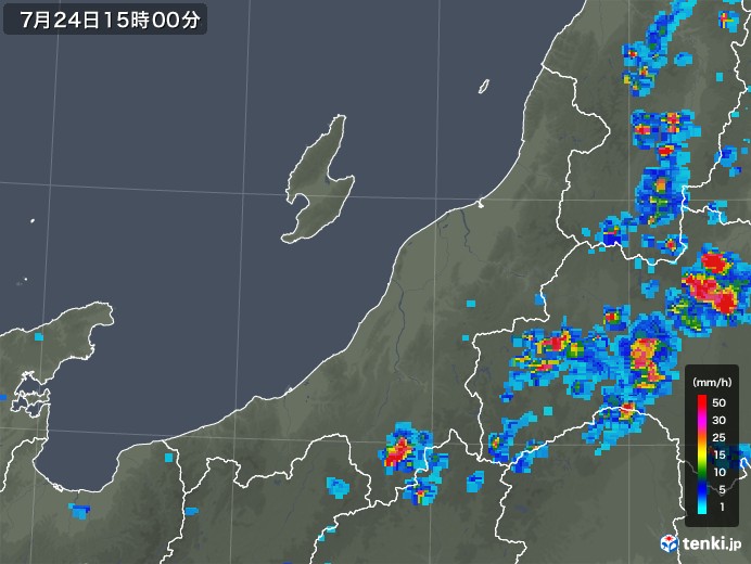 新潟県の雨雲レーダー(2019年07月24日)