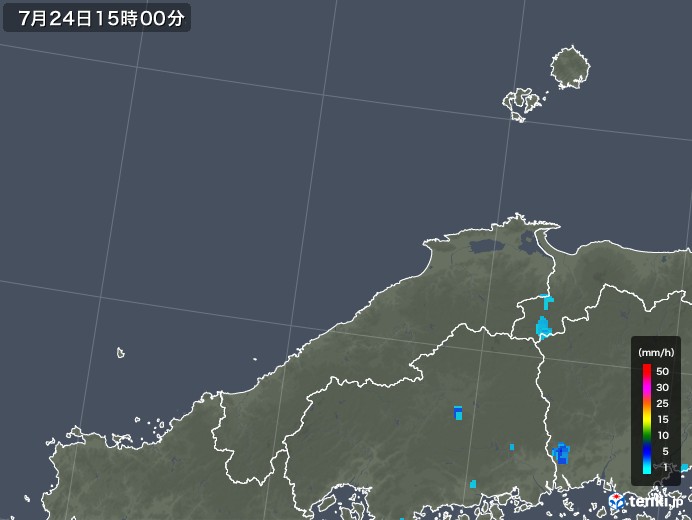 島根県の雨雲レーダー(2019年07月24日)