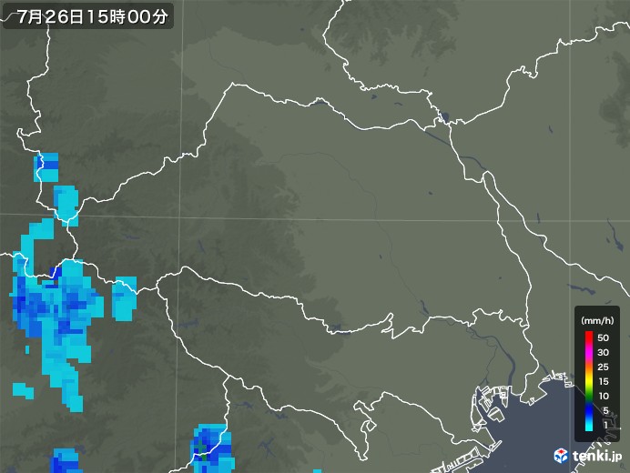 埼玉県の雨雲レーダー(2019年07月26日)