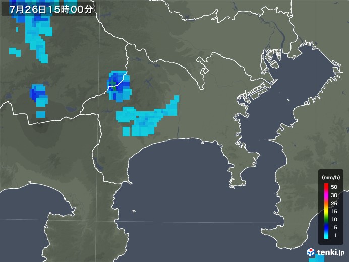 神奈川県の雨雲レーダー(2019年07月26日)