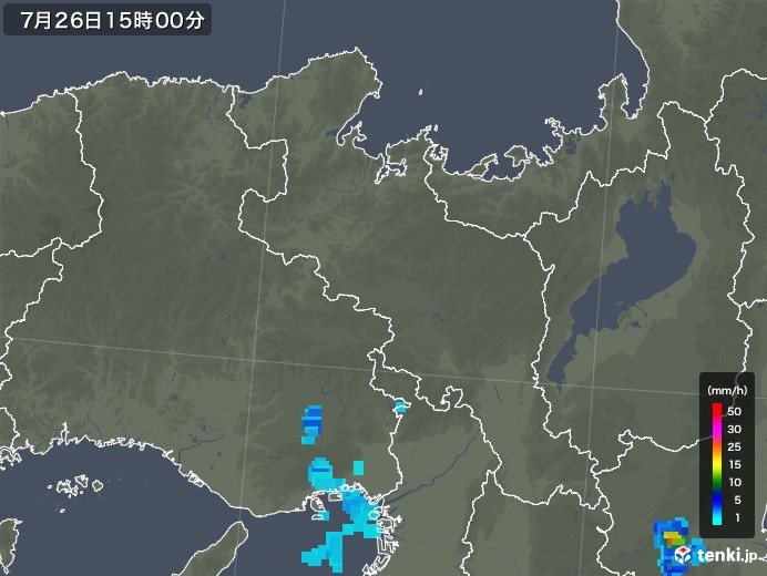 京都府の雨雲レーダー(2019年07月26日)