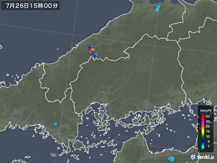 広島県の雨雲レーダー(2019年07月26日)