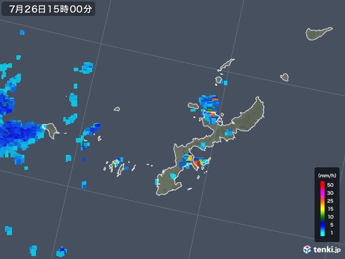 沖縄県の雨雲レーダー(2019年07月26日)