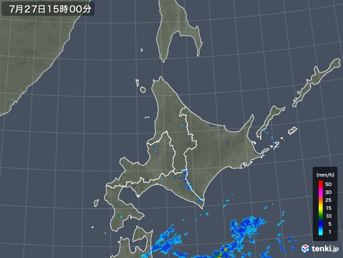 北海道地方の雨雲レーダー(2019年07月27日)