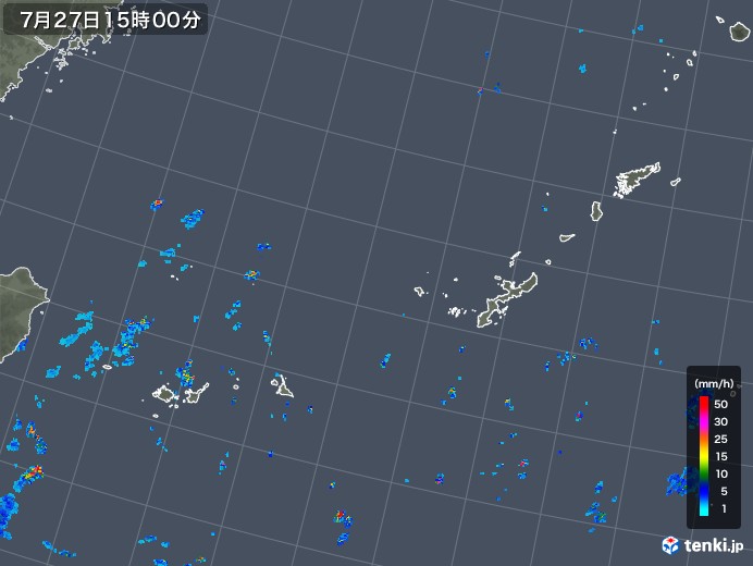 沖縄地方の雨雲レーダー(2019年07月27日)