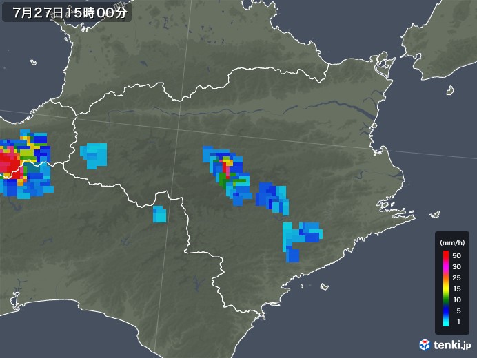 徳島県の雨雲レーダー(2019年07月27日)